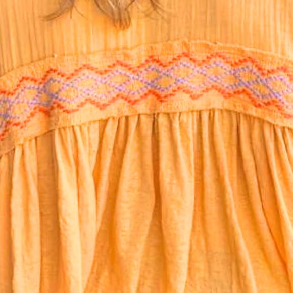 FREE PEOPLE Market Tee Carrot Ginger Orange Embroidered Boho Crop Top Medium NEW - Picture 5 of 8